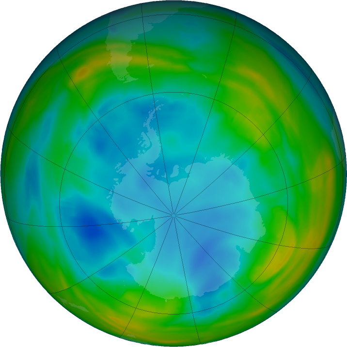 Antarctic ozone map for 23 July 2017